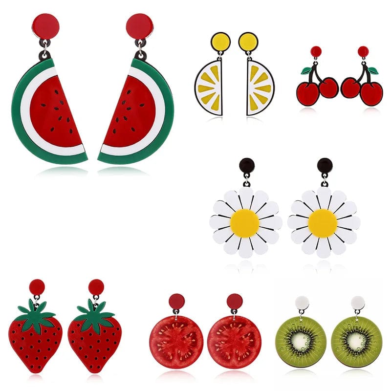 Eleganza Italiana Trendy Funny Fruit Vegetables Acrylic Women&