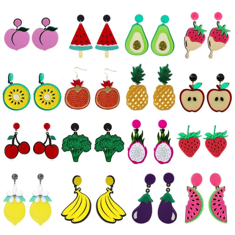 Eleganza Italiana Trendy Funny Fruit Vegetables Acrylic Women&