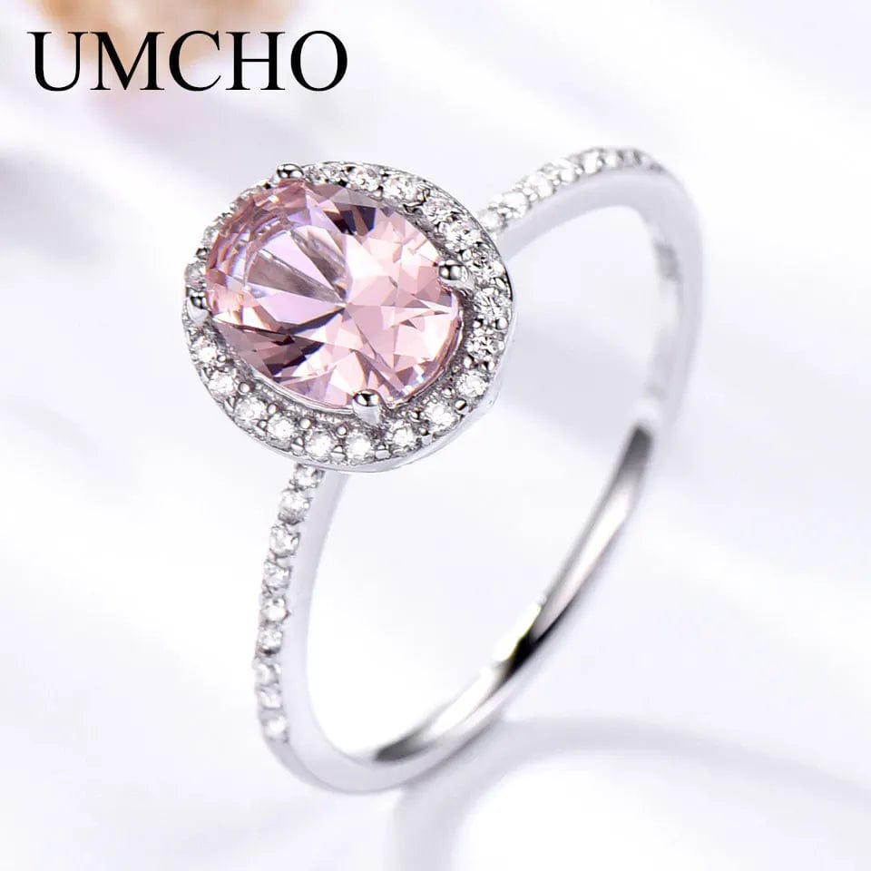 Eleganza Italiana UMCHO 925 Sterling Silver Ring Oval Classic Pink Morganite Rings For Women Engagement Gemstone Wedding Band Fine Jewelry Gift Streetwear high fashion shein amazon temu target Walmart online