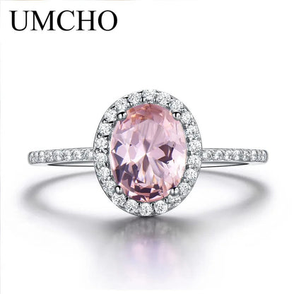 Eleganza Italiana UMCHO 925 Sterling Silver Ring Oval Classic Pink Morganite Rings For Women Engagement Gemstone Wedding Band Fine Jewelry Gift Streetwear high fashion shein amazon temu target Walmart online