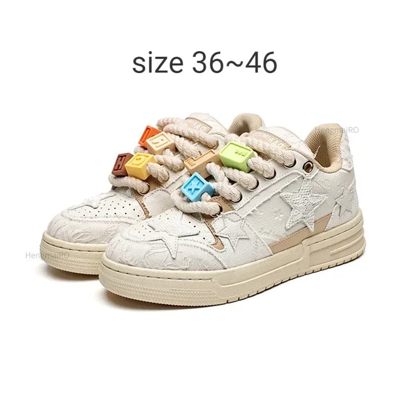 Eleganza Italiana Unisex Sneakers Women Shoes for Men Tennis Retro Y2K Star Punk Hip-hop Skateboard Shoes Fashion Couples Sports Casual Shoe Streetwear high fashion shein amazon temu target Walmart online