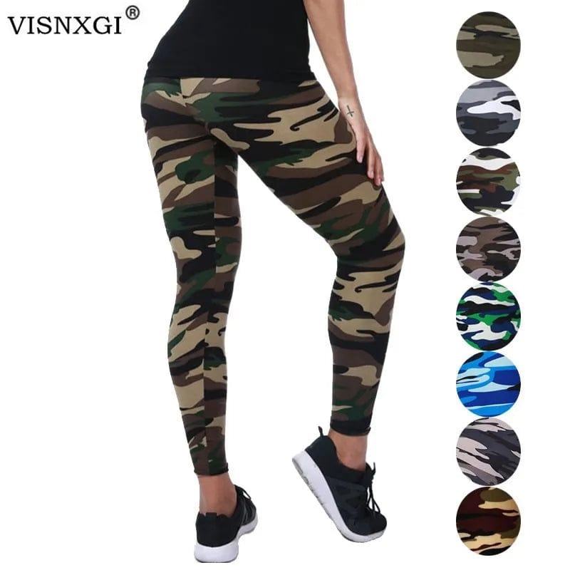 Eleganza Italiana VISNXGI New Fashion 2022 Camouflage Printing Elasticity Leggings Camouflage Fitness Pant Legins Casual Milk Legging For Women Streetwear high fashion shein amazon temu target Walmart online