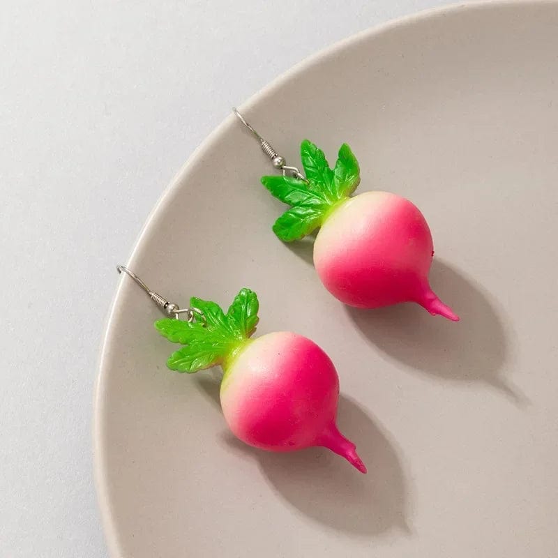 Eleganza Italiana VIVILADY Sweet Cute Radish Strawberry Watermelon Vegetable Fruit Drop Earrings Female Girl Piercing Jewelry Rural Drop Shipping Streetwear high fashion shein amazon temu target Walmart online