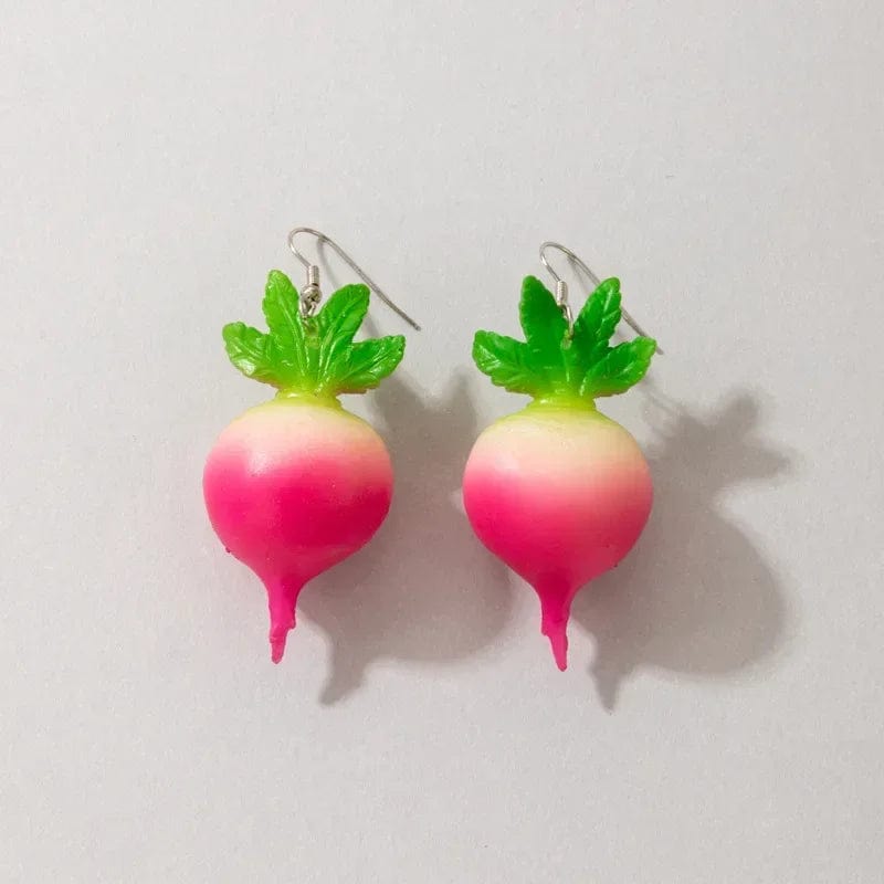 Eleganza Italiana VIVILADY Sweet Cute Radish Strawberry Watermelon Vegetable Fruit Drop Earrings Female Girl Piercing Jewelry Rural Drop Shipping Streetwear high fashion shein amazon temu target Walmart online