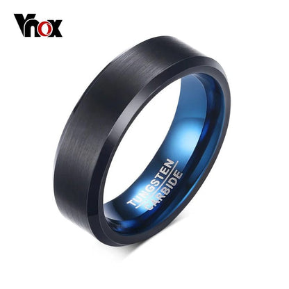 Eleganza Italiana Vnox 6mm 8mm Black BlueTungsten Wedding Bands Rings for Men, Matte Brushed Finish Center,US Size 4 to 12 Streetwear high fashion shein amazon temu target Walmart online