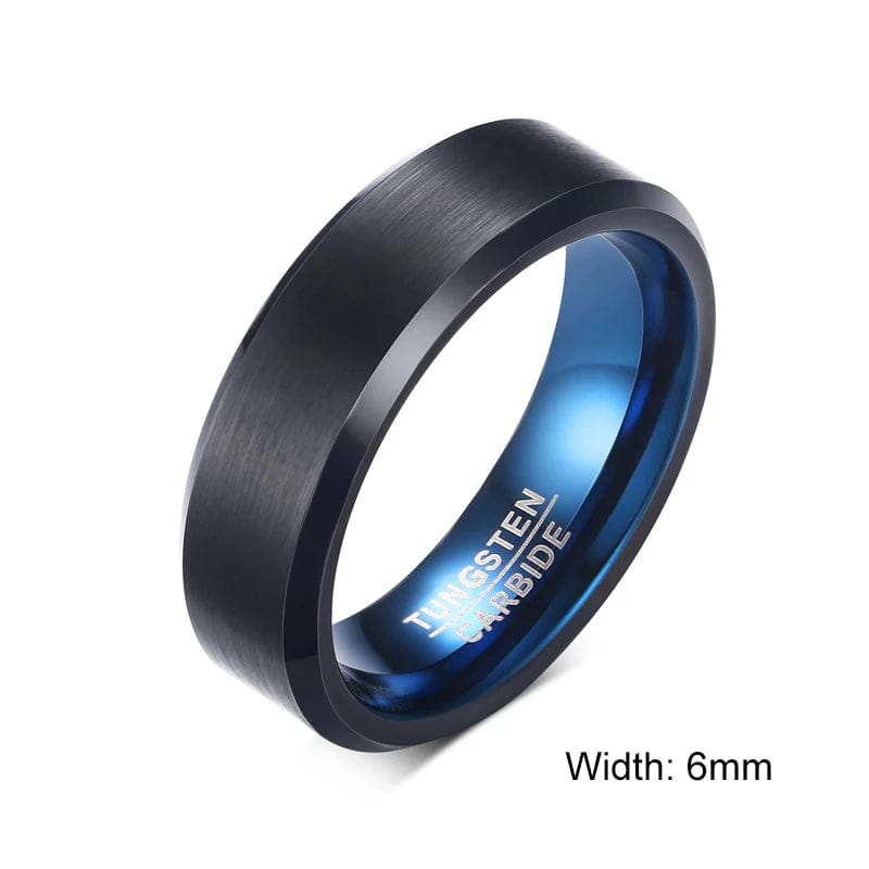 Eleganza Italiana Vnox 6mm 8mm Black BlueTungsten Wedding Bands Rings for Men, Matte Brushed Finish Center,US Size 4 to 12 Streetwear high fashion shein amazon temu target Walmart online