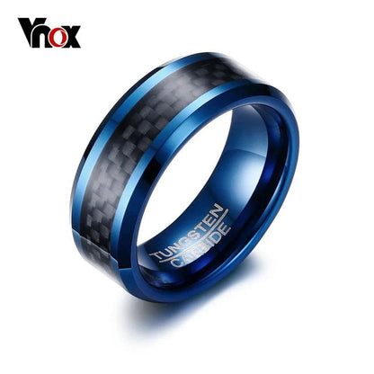 Eleganza Italiana Vnox Blue Tungsten Rings for Men Wedding Bands 8mm Men&