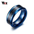 Eleganza Italiana Vnox Blue Tungsten Rings for Men Wedding Bands 8mm Men&