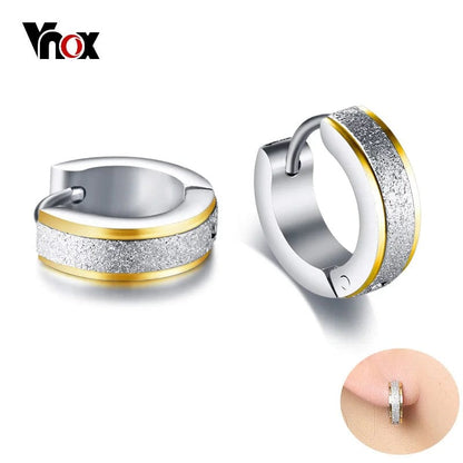 Eleganza Italiana Vnox Small Hoop Earring for Women Girls Rock Punk Sandblasting Stainless Steel  Earrings for Men Male Unisex Accessories Streetwear high fashion shein amazon temu target Walmart online