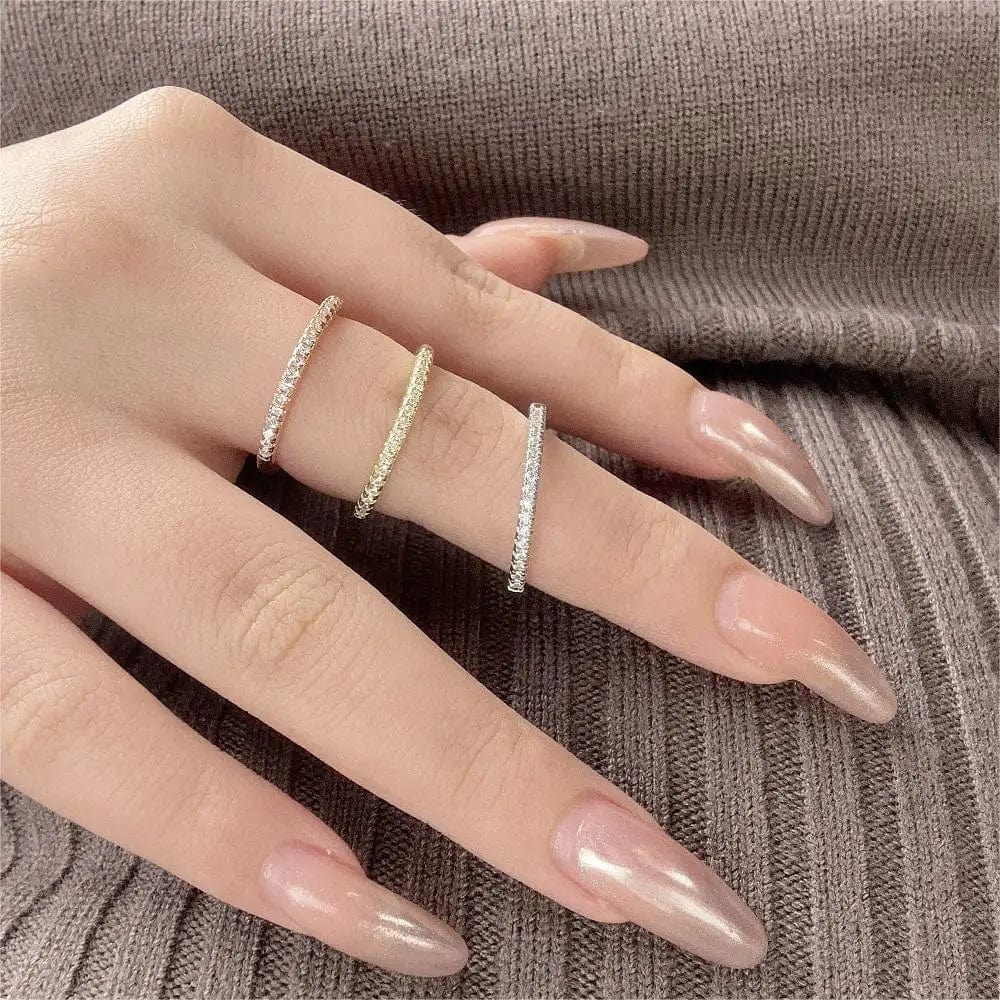 Eleganza Italiana Wedding Engagement Thin Rings For Women Micro Pave Zircon Crystal Dainty Ring for Girls Fashion Jewelry All Size Wholesale R133 Streetwear high fashion shein amazon temu target Walmart online