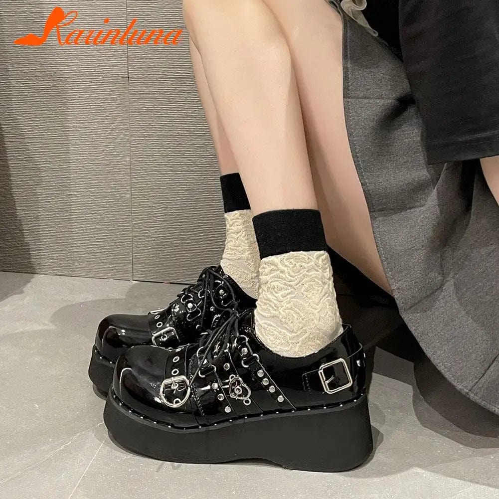 Eleganza Italiana Wedge High Heels Y2k Shoes 2023 Summer Hot Star Graffiti Women Shoes On Platform Punk Gothic Lolita Mary Jean Platform Shoes Streetwear high fashion shein amazon temu target Walmart online