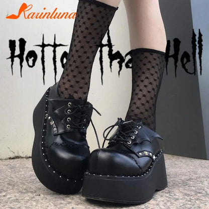 Eleganza Italiana Wedge High Heels Y2k Shoes 2023 Summer Hot Star Graffiti Women Shoes On Platform Punk Gothic Lolita Mary Jean Platform Shoes Streetwear high fashion shein amazon temu target Walmart online