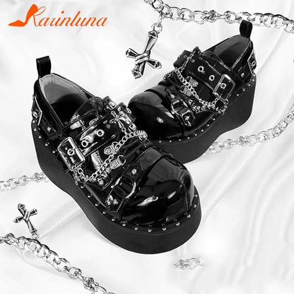 Eleganza Italiana Wedge High Heels Y2k Shoes 2023 Summer Hot Star Graffiti Women Shoes On Platform Punk Gothic Lolita Mary Jean Platform Shoes Streetwear high fashion shein amazon temu target Walmart online