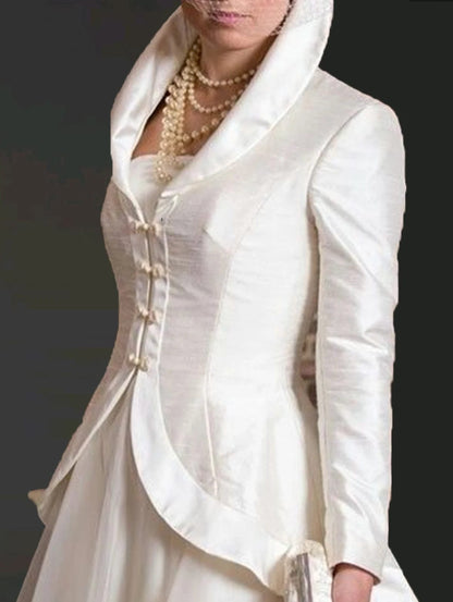 Eleganza Italiana White Elegant Women Coat 2024 Autumn Wrist Sleeve Shawl Neck Irregular Hem Office Suit Jacket Female Blazer Top Y2K Streetwear high fashion shein amazon temu target Walmart online