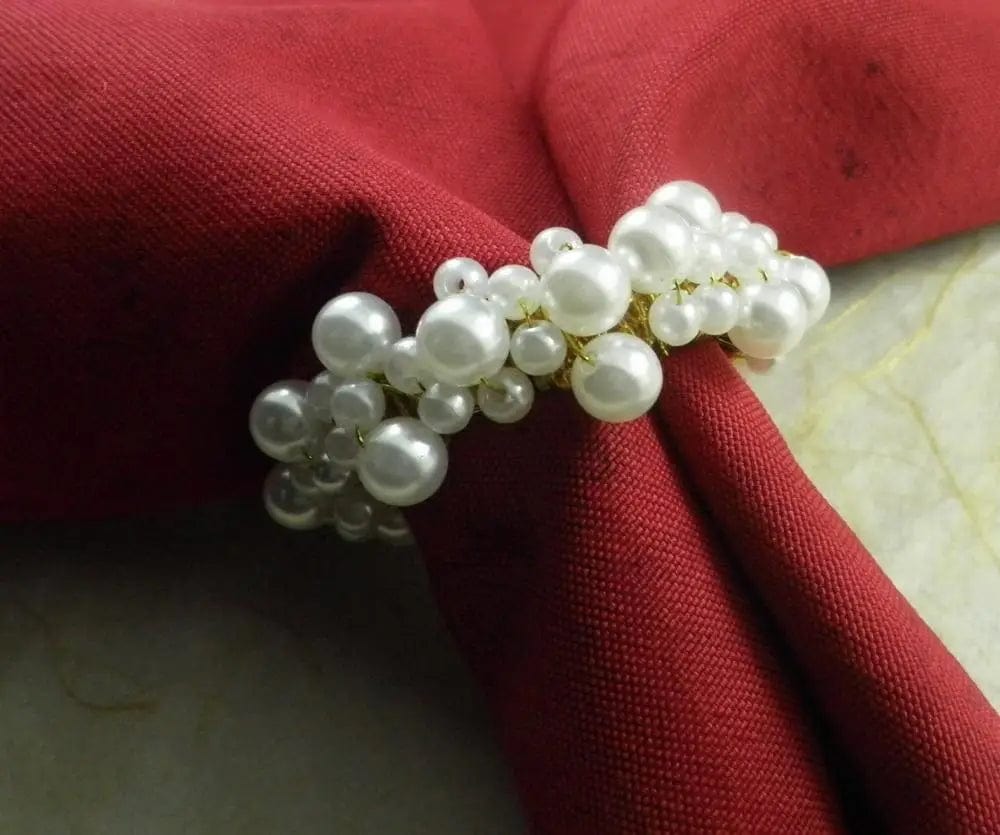 Eleganza Italiana White Pearl Napkin Rings Beaded Wedding Napkin Ring Wholesale Napkin Holder Streetwear high fashion shein amazon temu target Walmart online