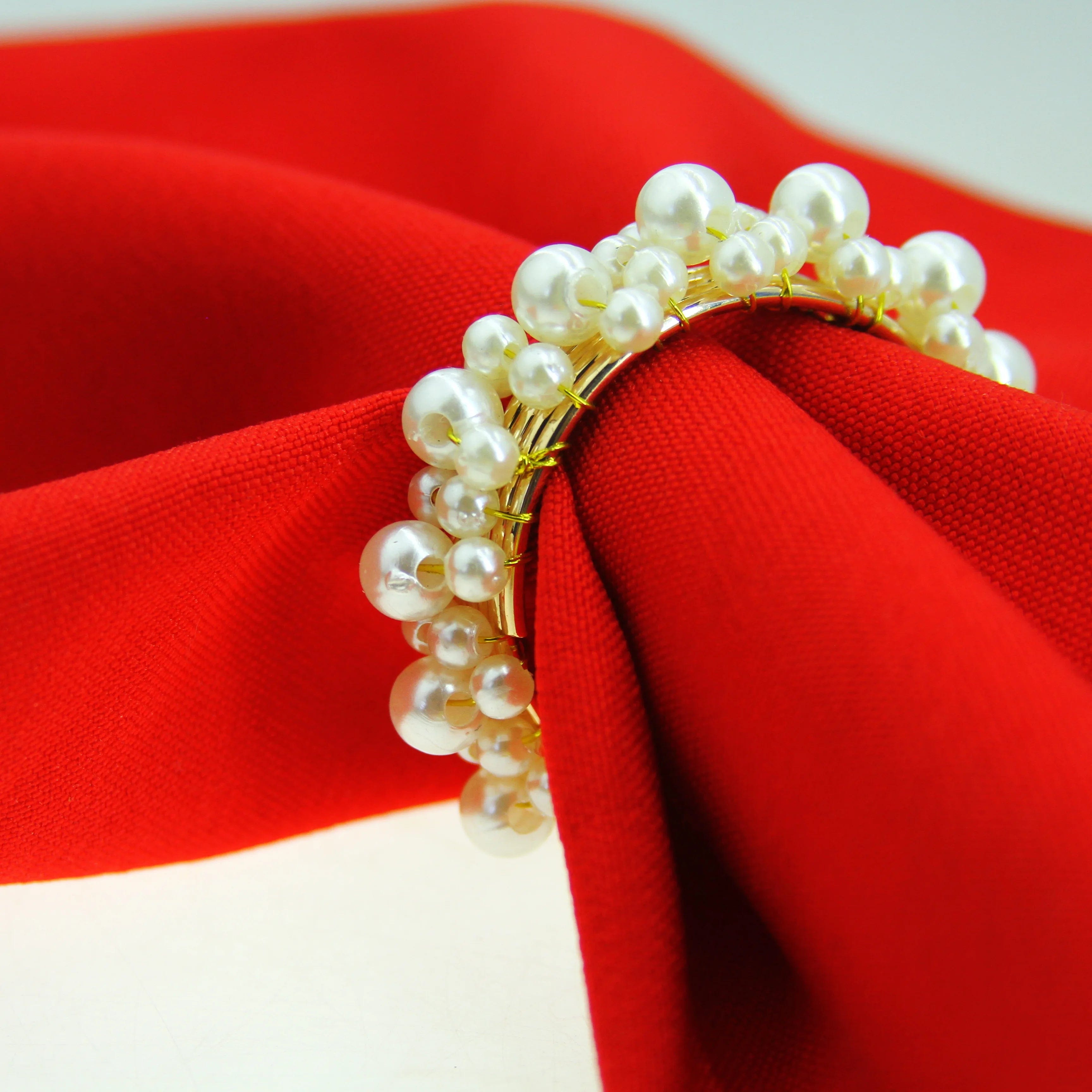 Eleganza Italiana White Pearl Napkin Rings Beaded Wedding Napkin Ring Wholesale Napkin Holder Streetwear high fashion shein amazon temu target Walmart online