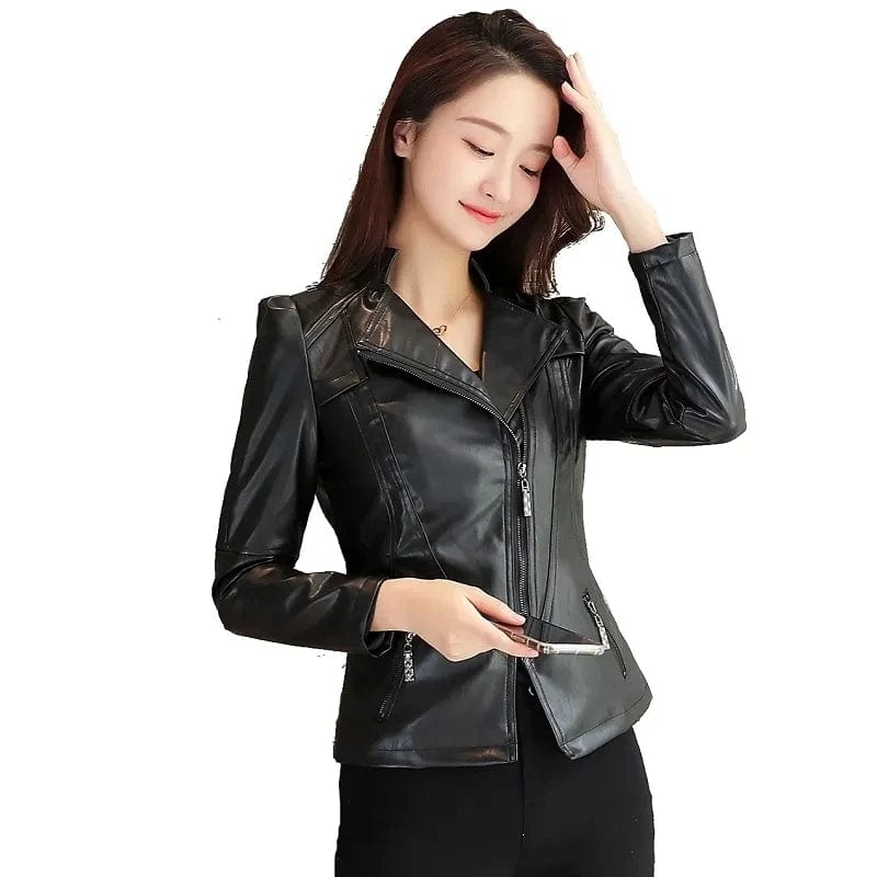 Eleganza Italiana Women Jackets Spring Autumn New Faux Leather Jacket Womens Casual Slim Waterproof Windproof Basic Coats Short Female Jacket Streetwear high fashion shein amazon temu target Walmart online