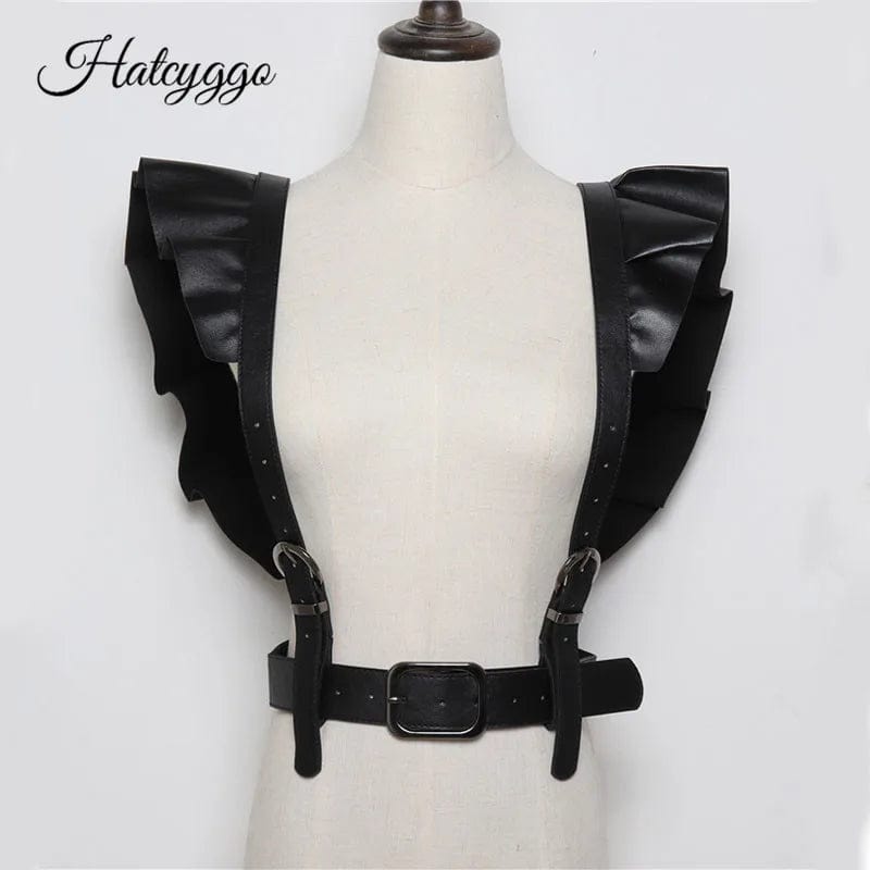 Eleganza Italiana Women Leather Belt Body Bondage Harness Brass Peplum Waist Belt 2023 Suspenders Fashion Dress Coat With Ladies Girdle Streetwear high fashion shein amazon temu target Walmart online