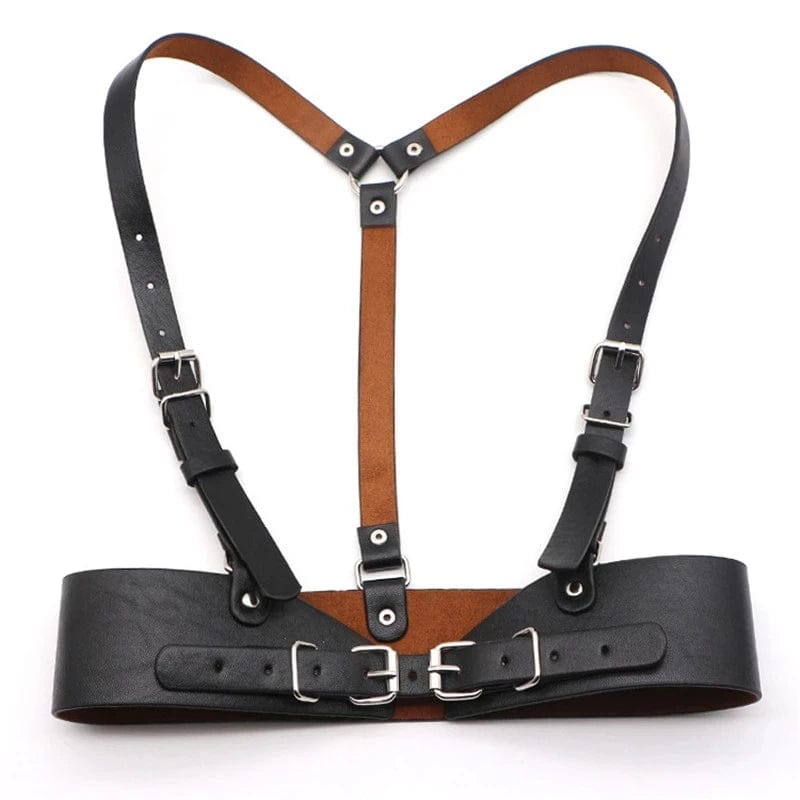 Eleganza Italiana Women Leather Belt Body Bondage Harness Brass Peplum Waist Belt 2023 Suspenders Fashion Dress Coat With Ladies Girdle Streetwear high fashion shein amazon temu target Walmart online