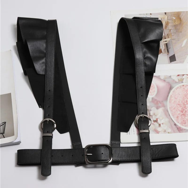 Eleganza Italiana Women Leather Belt Body Bondage Harness Brass Peplum Waist Belt 2023 Suspenders Fashion Dress Coat With Ladies Girdle Streetwear high fashion shein amazon temu target Walmart online