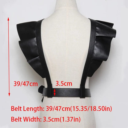 Eleganza Italiana Women Leather Belt Body Bondage Harness Brass Peplum Waist Belt 2023 Suspenders Fashion Dress Coat With Ladies Girdle Streetwear high fashion shein amazon temu target Walmart online