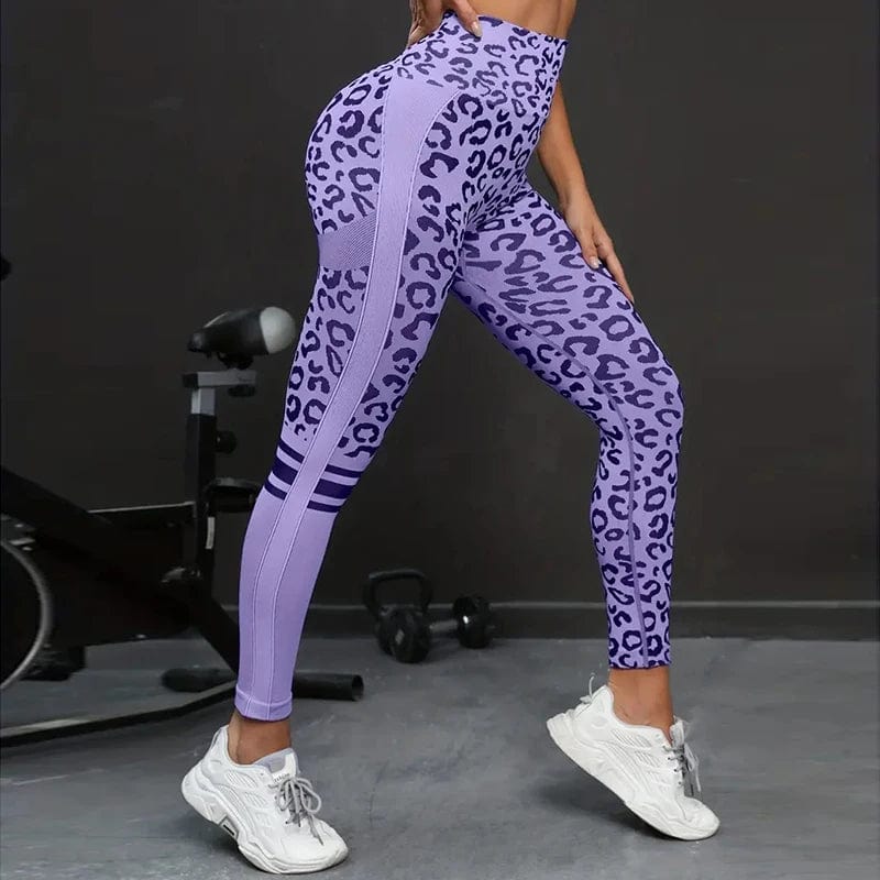 Eleganza Italiana Women Leopard Seamless Yoga Pants High Waist Lifting Hip Honey Peach Hip Fitness Leggings Yoga Gym Tights Running Sports Pants Streetwear high fashion shein amazon temu target Walmart online