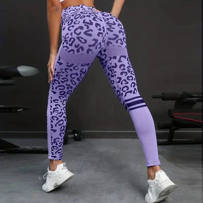 Eleganza Italiana Women Leopard Seamless Yoga Pants High Waist Lifting Hip Honey Peach Hip Fitness Leggings Yoga Gym Tights Running Sports Pants Streetwear high fashion shein amazon temu target Walmart online