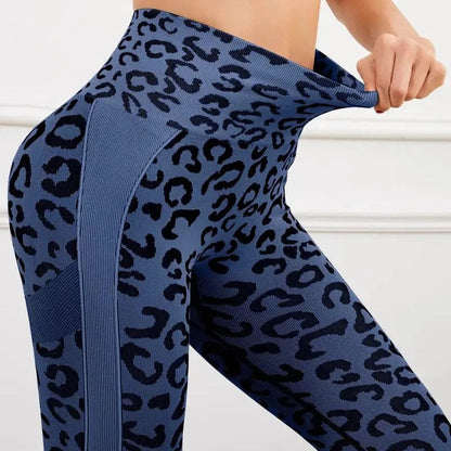 Eleganza Italiana Women Leopard Seamless Yoga Pants High Waist Lifting Hip Honey Peach Hip Fitness Leggings Yoga Gym Tights Running Sports Pants Streetwear high fashion shein amazon temu target Walmart online