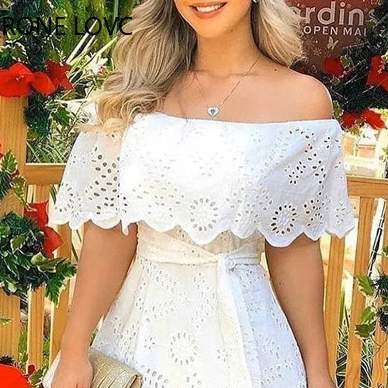 Eleganza Italiana Women Solid Off Shoulder Hole Mini Dress Casual Dress  Elegant Fashion Chic Dress Streetwear high fashion shein amazon temu target Walmart online