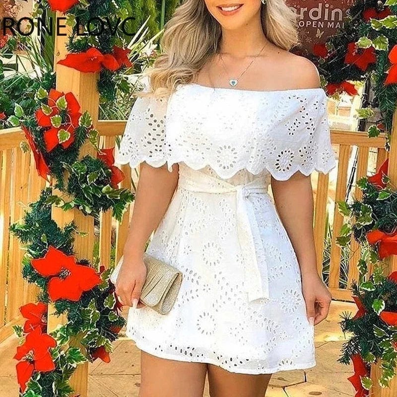 Eleganza Italiana Women Solid Off Shoulder Hole Mini Dress Casual Dress  Elegant Fashion Chic Dress Streetwear high fashion shein amazon temu target Walmart online