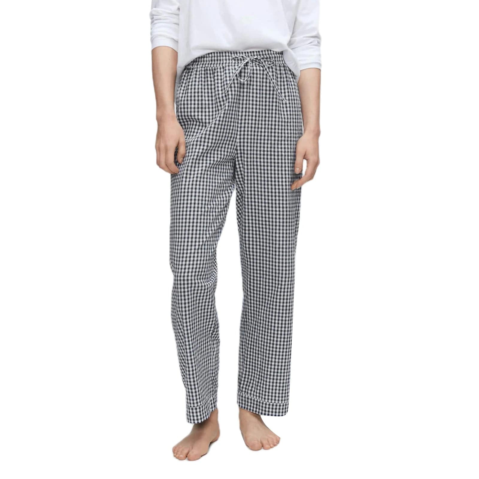 Eleganza Italiana Women Summer Casual Pants Plaid Drawstring High Waist Straight Leg Trousers Y2K Striped Lounge Pants Female Trousers Streetwear Streetwear high fashion shein amazon temu target Walmart online