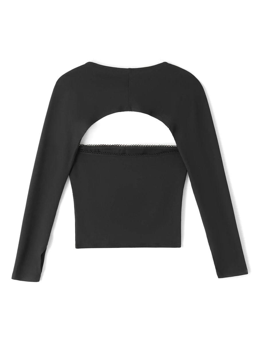 Eleganza Italiana Women Y2k Bolero Crop Tops 2 Piece Slim Fit Long Sleeve Shrug Sleeveless Tube Tops Spring Fall Going Out Streetwear Streetwear high fashion shein amazon temu target Walmart online