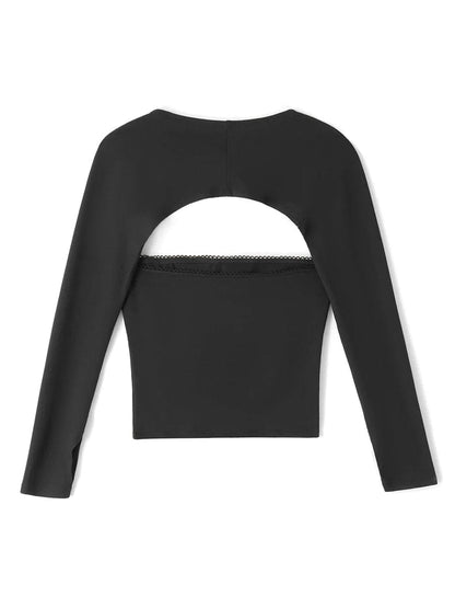 Eleganza Italiana Women Y2k Bolero Crop Tops 2 Piece Slim Fit Long Sleeve Shrug Sleeveless Tube Tops Spring Fall Going Out Streetwear Streetwear high fashion shein amazon temu target Walmart online