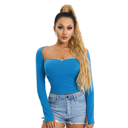 Eleganza Italiana Women Y2k Bolero Crop Tops 2 Piece Slim Fit Long Sleeve Shrug Sleeveless Tube Tops Spring Fall Going Out Streetwear Streetwear high fashion shein amazon temu target Walmart online