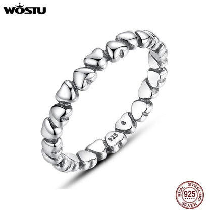 Eleganza Italiana WOSTU 100% 925 Sterling Silver Love Heart Rings For Women Wedding Engagement Silver Ring Original Finger Jewelry XCH7108 Streetwear high fashion shein amazon temu target Walmart online