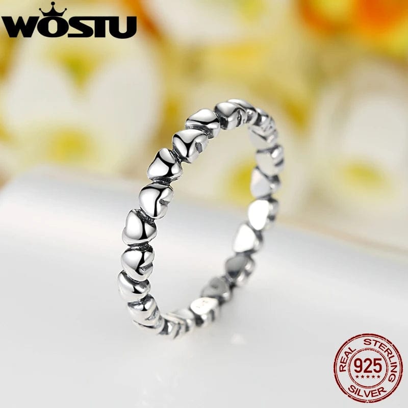 Eleganza Italiana WOSTU 100% 925 Sterling Silver Love Heart Rings For Women Wedding Engagement Silver Ring Original Finger Jewelry XCH7108 Streetwear high fashion shein amazon temu target Walmart online