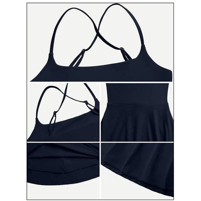 Eleganza Italiana WPNAKS Women Dress Summer Clothes Sleeveless Mini Tennis Dress with Shorts Athletic Golf  Outfit Female Clothing Streetwear high fashion shein amazon temu target Walmart online