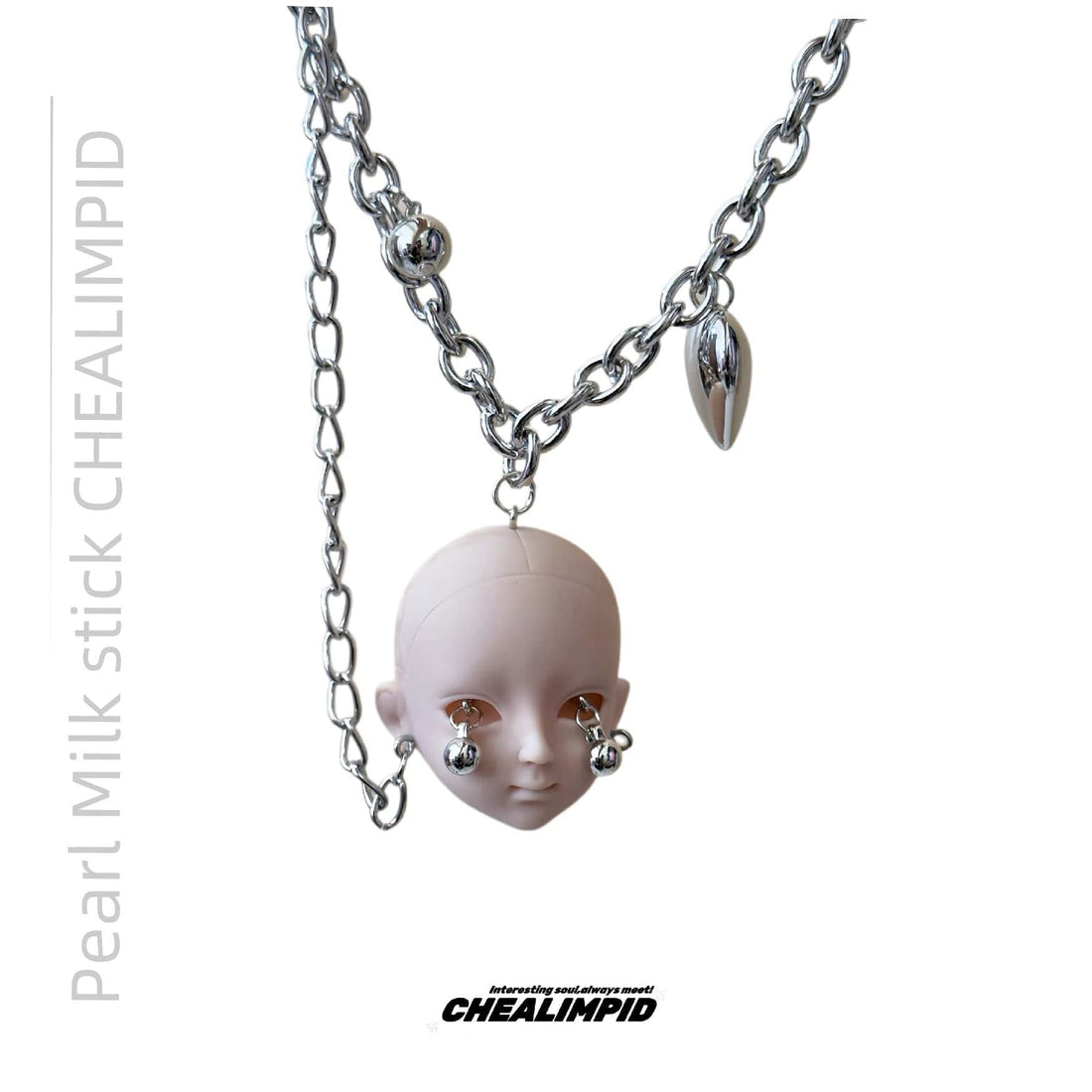 Eleganza Italiana Y2g Crying Doll Titanium Steel Street Dark Necklace Streetwear high fashion shein amazon temu target Walmart online