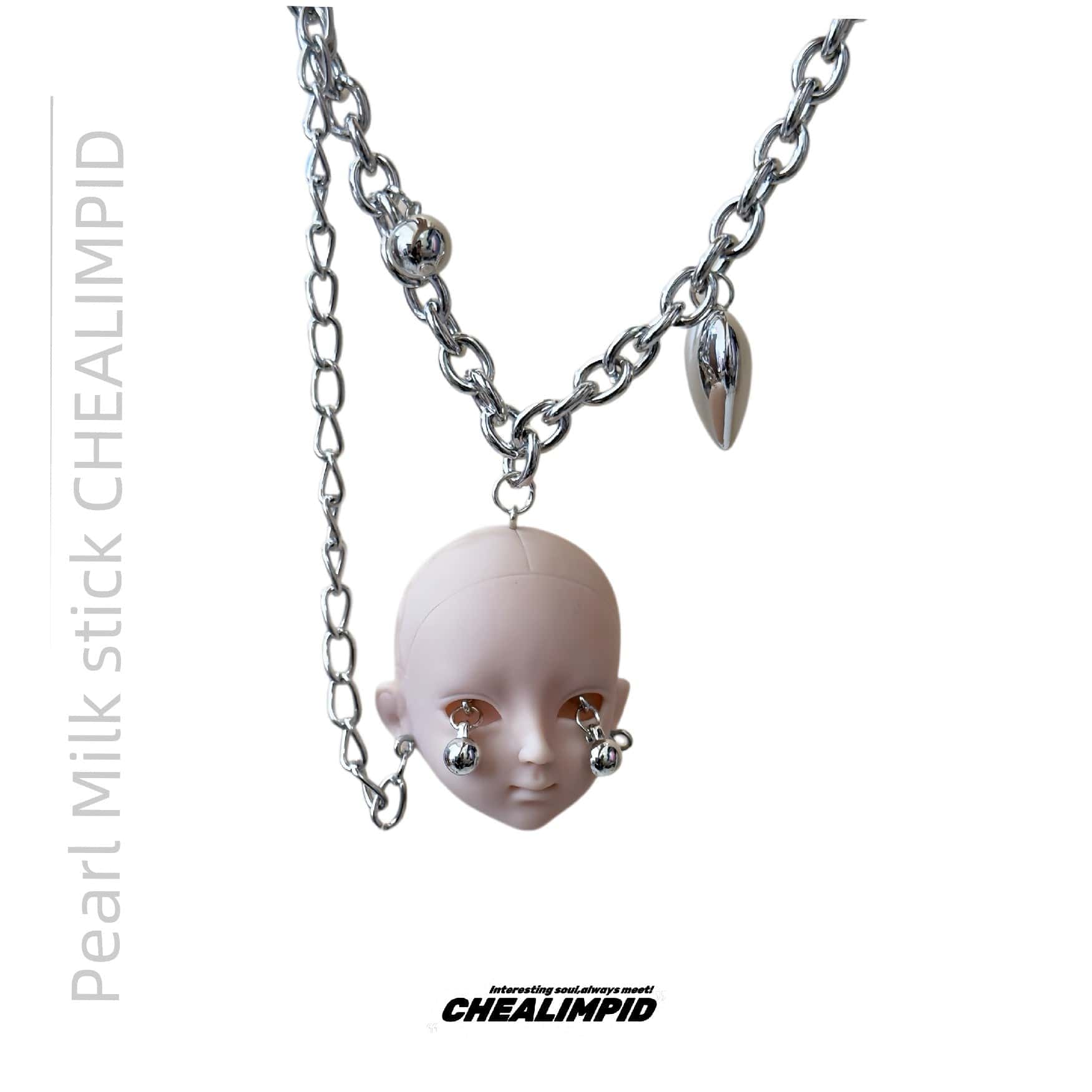 Eleganza Italiana Y2g Crying Doll Titanium Steel Street Dark Necklace Streetwear high fashion shein amazon temu target Walmart online