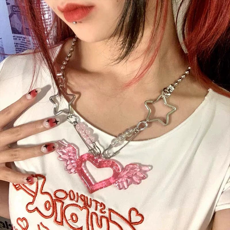 Eleganza Italiana Y2g Qiangd Wings Sparkling Cool Earth 90S Necklace Streetwear high fashion shein amazon temu target Walmart online