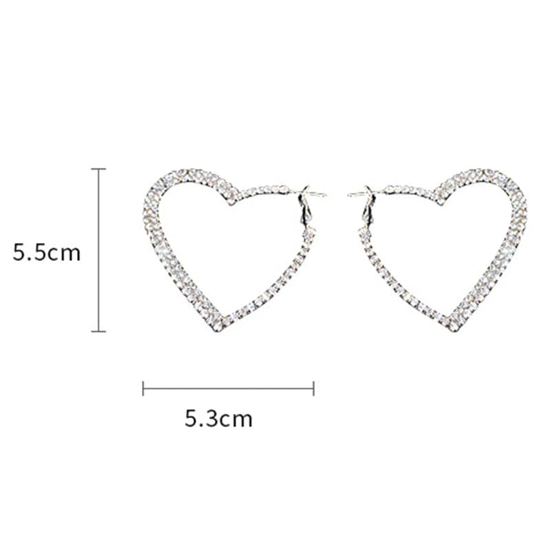 Eleganza Italiana Y2k Accessories Shiny Peach Heart Hoop Earrings Korean Fashion Crystal Love Earrings for Women Punk Aesthetic 2000s Jewelry Streetwear high fashion shein amazon temu target Walmart online