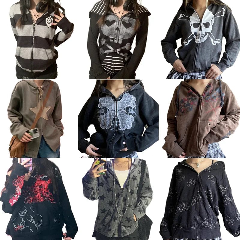 Eleganza Italiana Y2K Aesthetics Grunge Retro Sweatshirts E-girl Gothic Mall Goth Zip Up Hoodies Vintage Graphic Patch Coat Autumn Streetwear Streetwear high fashion shein amazon temu target Walmart online