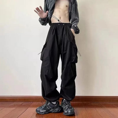 Eleganza Italiana Y2K Cargo Pants Streetwear Men Women Casual Solid Pockets Baggy Wide Leg Trousers Harajuku Hippie Joggers Sweatpants Pantalones Streetwear high fashion shein amazon temu target Walmart online