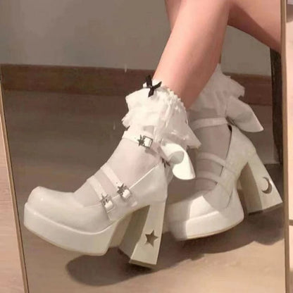 Eleganza Italiana Y2k Chunky Platform High Heels Pumps Women 2023 Spring Punk Thick Heel Mary Jane Lolita Shoes Woman Patent Leather Cosplay Shoes Streetwear high fashion shein amazon temu target Walmart online