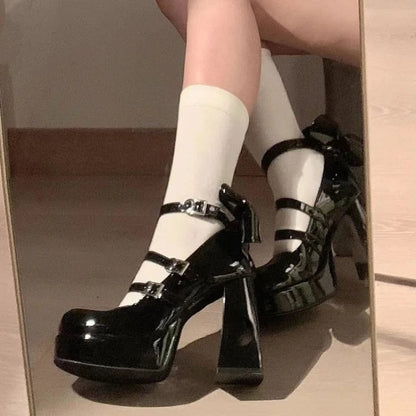 Eleganza Italiana Y2k Chunky Platform High Heels Pumps Women 2024 Spring Punk Thick Heel Mary Jane Lolita Shoes Woman Patent Leather Cosplay Shoes Streetwear high fashion shein amazon temu target Walmart online