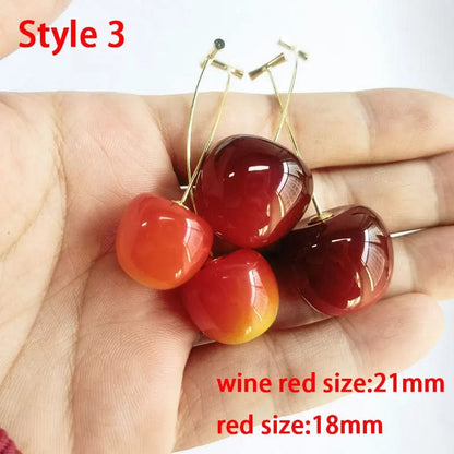 Eleganza Italiana Y2K Cute Small Fresh Sweet Lovely Cherries Earrings Pendant Fruit Earrings Red Cherry Earrings Charm Jewelry Gifts Fruit Party Streetwear high fashion shein amazon temu target Walmart online