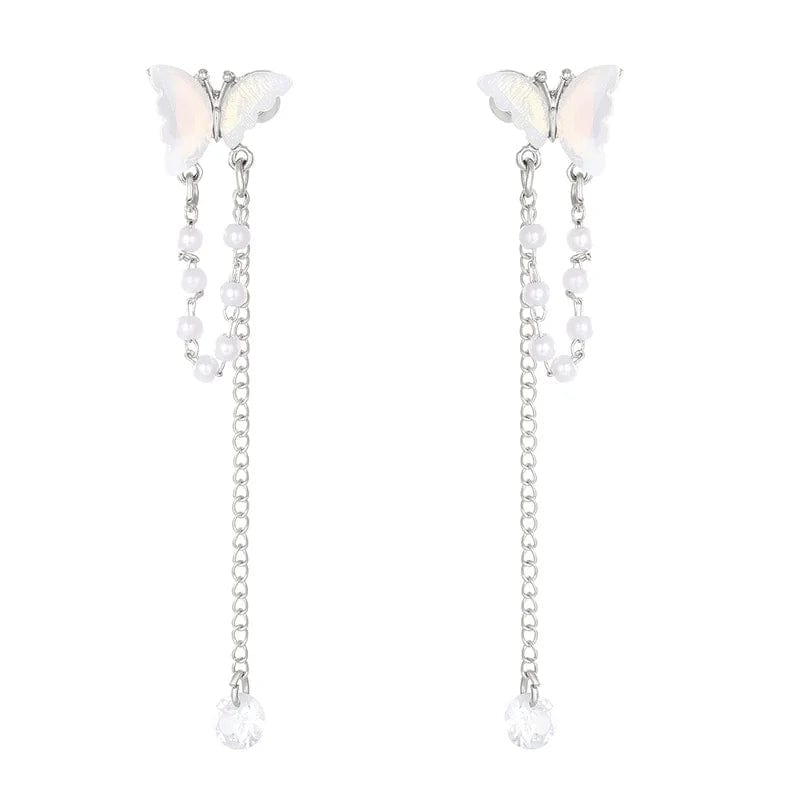 Eleganza Italiana Y2K Fairy Zircon Shell Butterfly Tassel Ear Clips Angel Ear Bone Clip Earring Elf Female Pearl Dangle Earrings Fashion Jewelry Streetwear high fashion shein amazon temu target Walmart online