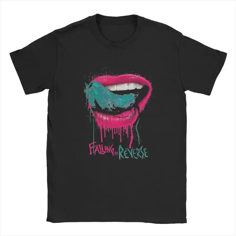 Eleganza Italiana Y2K Falling In Reverse For Fans T Shirt Men Cotton Male T-Shirts Round Collar Lips Funny Emo Band Tee Short Sleeve Tops Gift Streetwear high fashion shein amazon temu target Walmart online