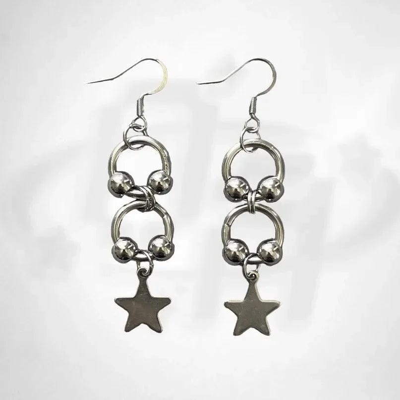 Eleganza Italiana Y2k Gothic Hottie Stainless Steel Rivets Hoop Earrings Women Hip Hop Punk Teeth Heart Bow Star Dangle Earrings Party Jewelry Streetwear high fashion shein amazon temu target Walmart online