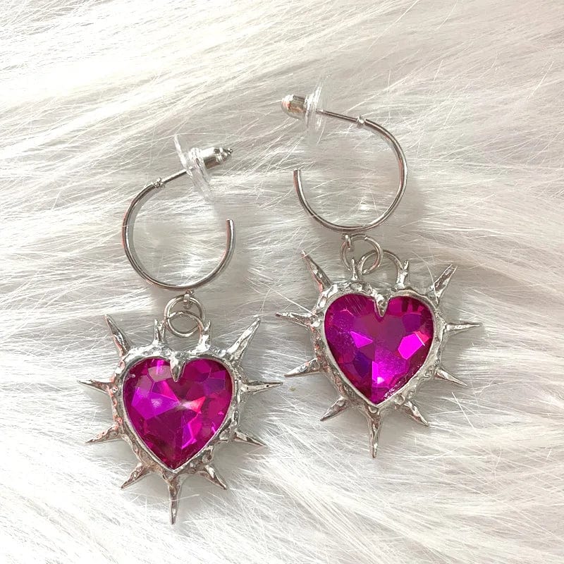 Eleganza Italiana Y2K Grunge Jewelry Heart Crystal Earrings Rainbow Punk Charms Korean Fashion Thorns Drop Earrings for Women Goth Accessories Streetwear high fashion shein amazon temu target Walmart online